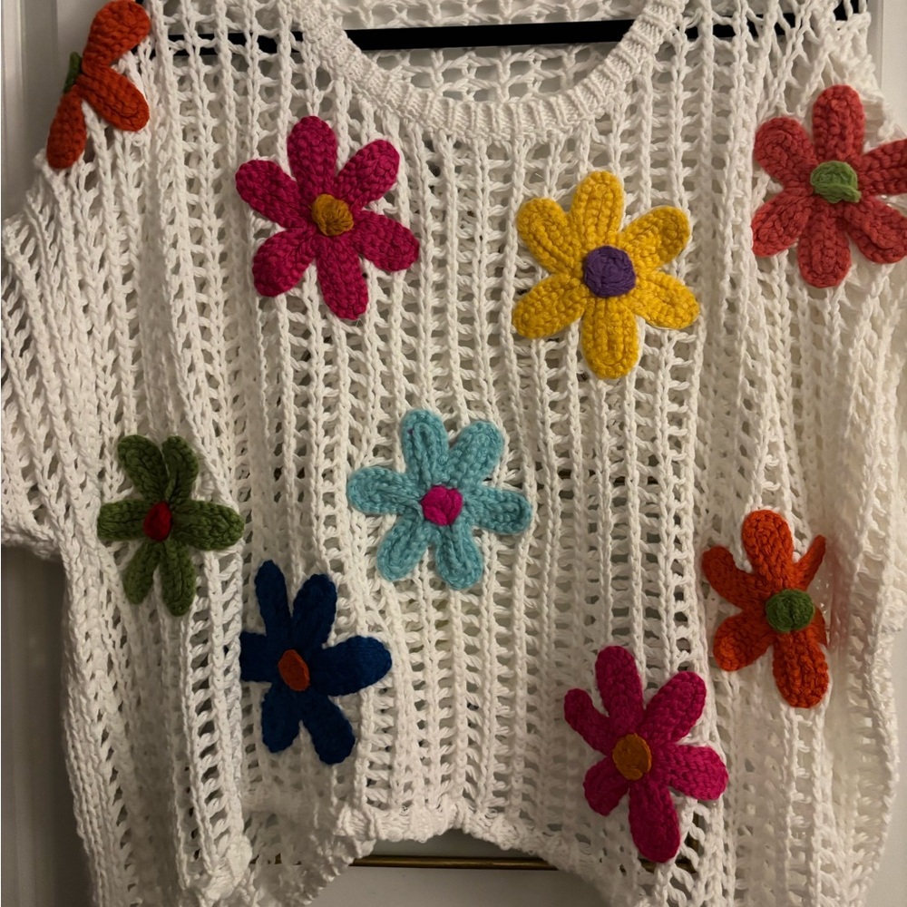 BiBi White Open-Knit Sweater